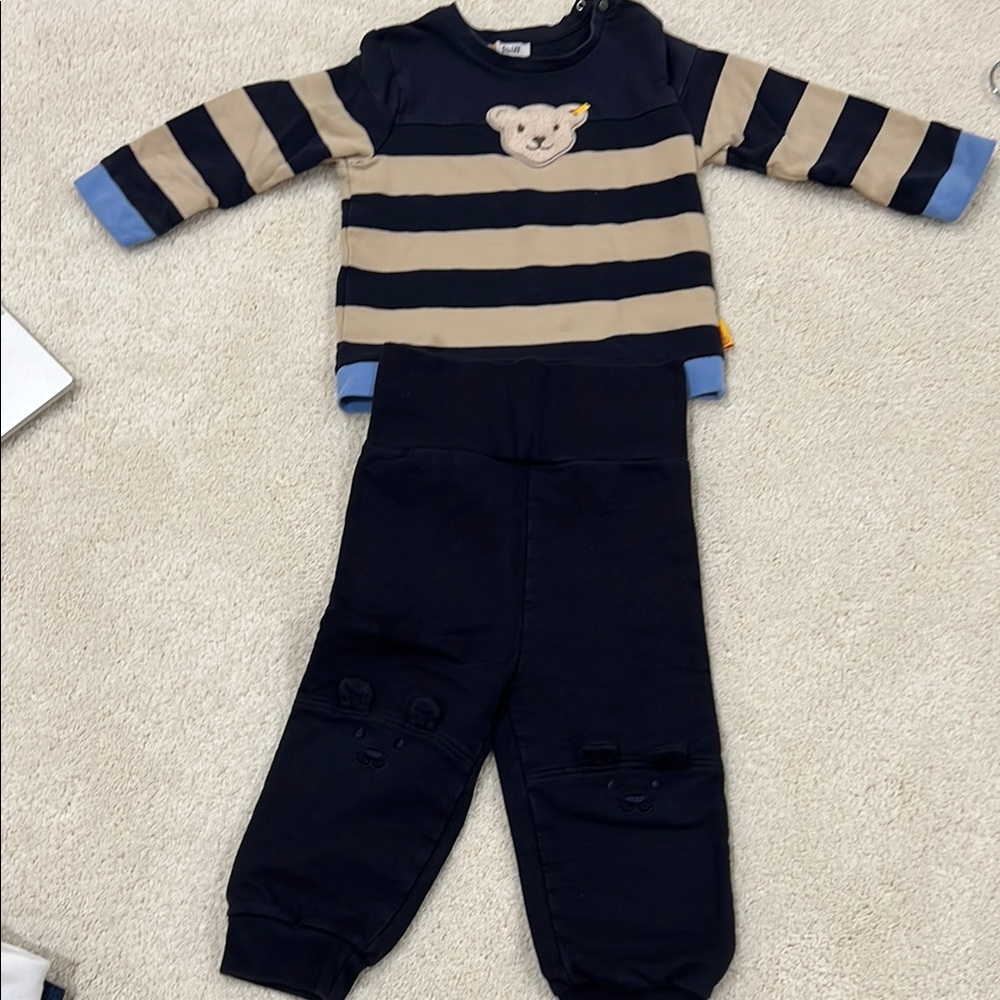 Baby outfit from Germany Striped Bear Top and Pants Set